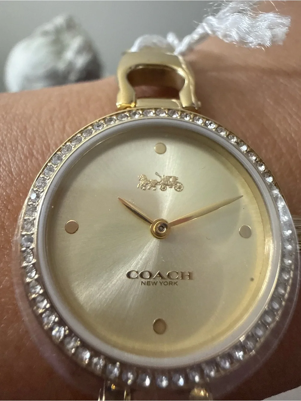 Coach Gold Crystal-Accented Women's Bracelet Watch